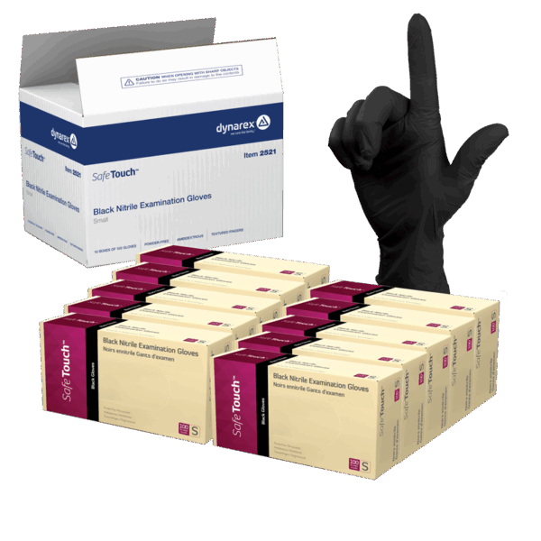 Dynarex Black Nitrile Exam Gloves - Powder Free