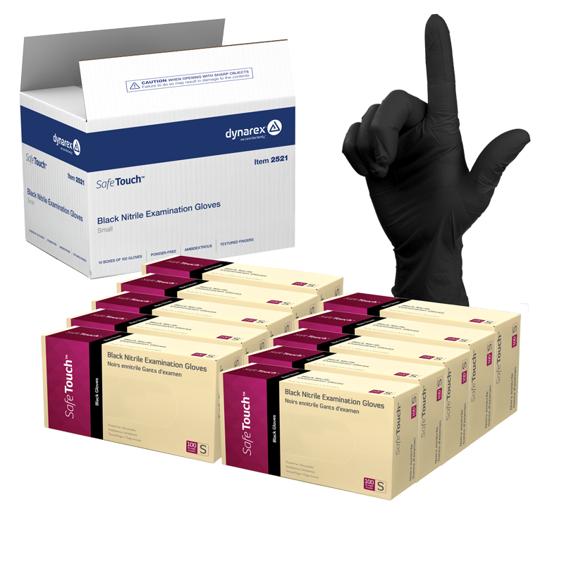 Dynarex Black Nitrile Exam Gloves - Powder Free