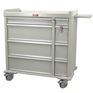 Harloff Aluminum Punch Card Medication Cart for Nursing Homes, 750 Punch Card Capacity, Key Lock, AL600PC