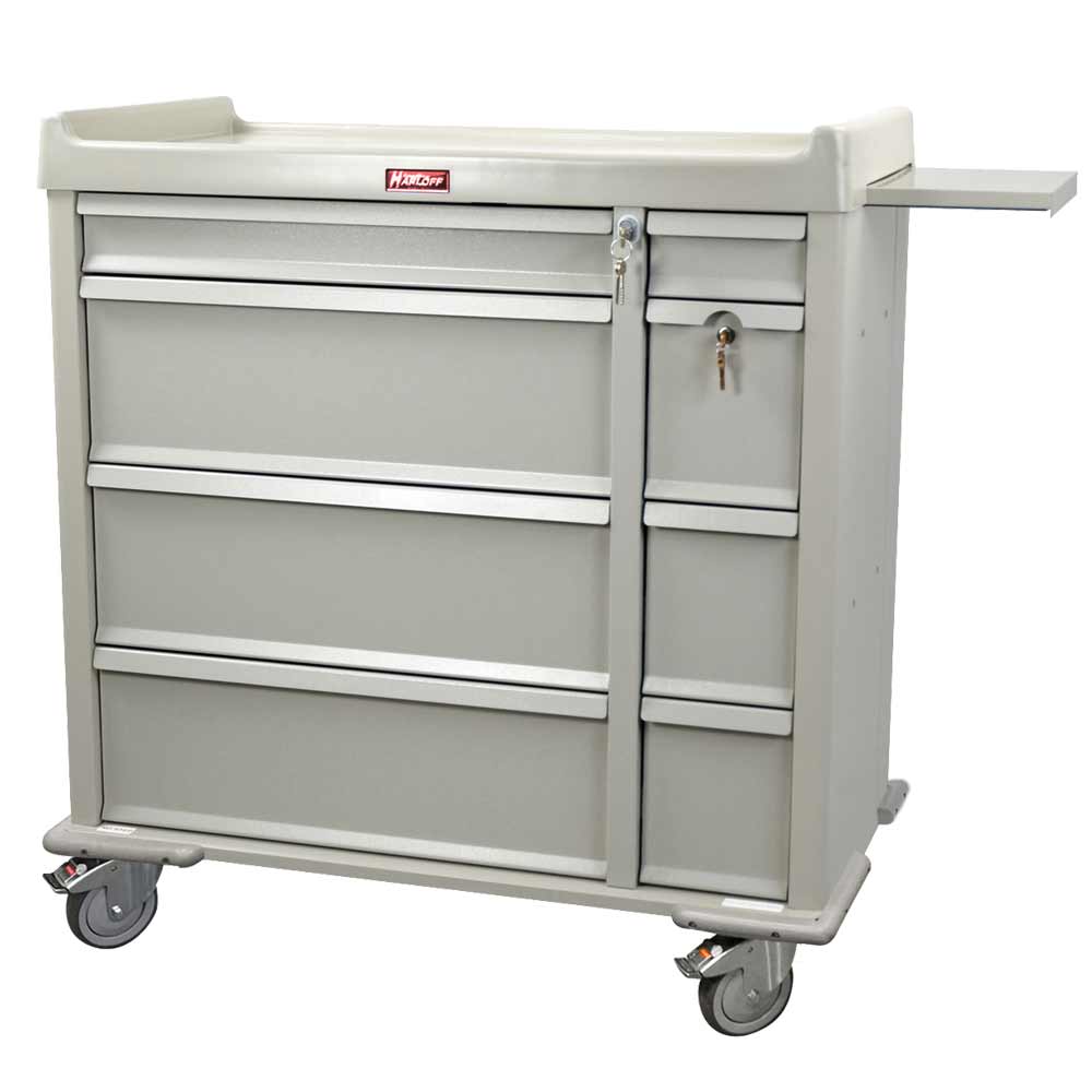 Harloff Aluminum Punch Card Medication Cart for Nursing Homes, 750 Punch Card Capacity, Key Lock, AL600PC