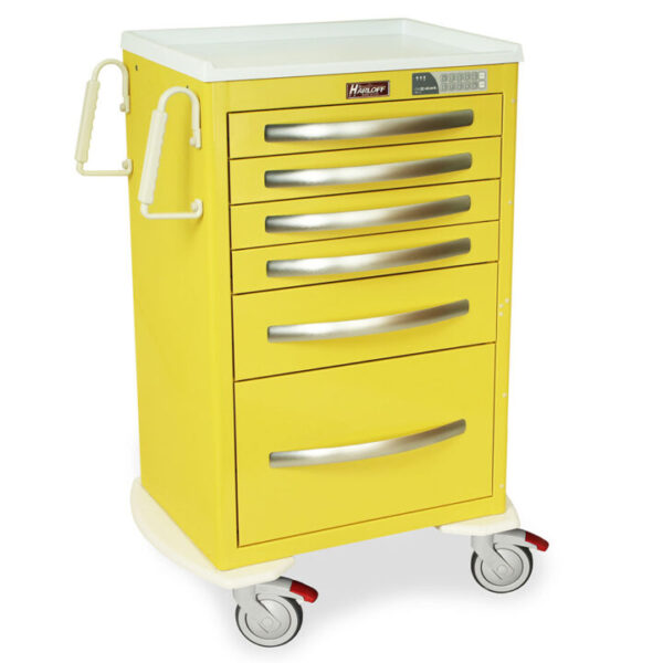 Harloff  A-Series Lightweight Aluminum Isolation Cart, Tall Height, Medium Width, Six Drawers, Electronic Keypad Lock MPA2430EKC16 - Image 2