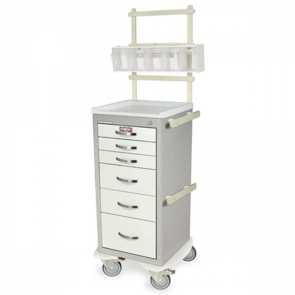 Harloff A-Series Lightweight Aluminum Mini Width Tall Anesthesia Cart Six Drawers with Key Lock, MD18-ANS Package - Image 2