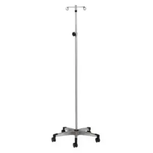 Clinton Stainless Steel, Five-Leg, 2-Hook IV Pole IVS-352